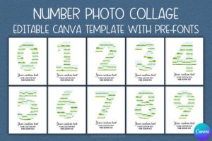 0-9 Number Photo Collage Editable Canva