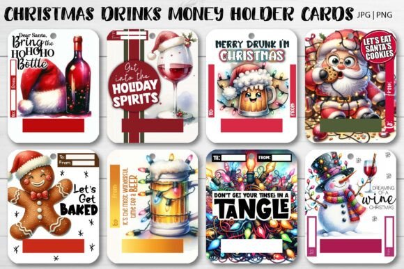 10 Christmas Drinks Money Holder Cards