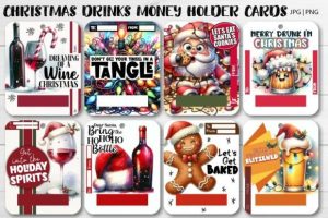 Alternative view of 10 Christmas Drinks Money Holder Cards