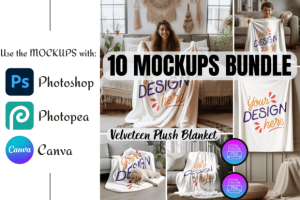 10 Velveteen Plush Blanket Mockup Bundle
