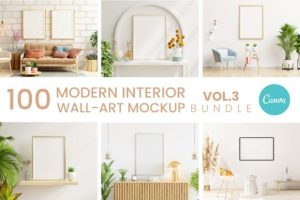 100 Canva Modern Wall Art Mockup Pack P3