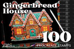 100+ Gingerbread House Procreate Stamps
