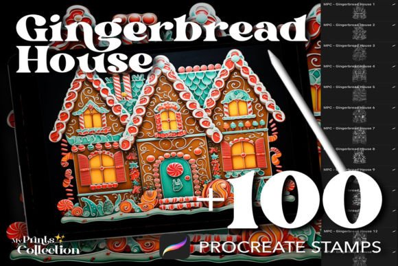 100+ Gingerbread House Procreate Stamps