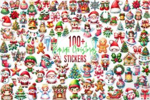 100+ Kawaii Christmas Stickers Bundle