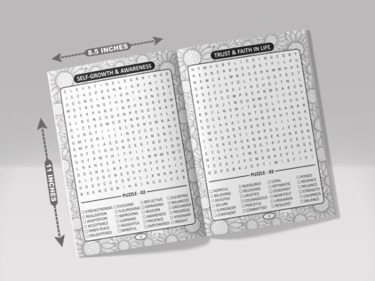 Alternative view of 100 Mindfulness Word Search for KDP