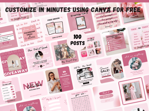 100 Pink Instagram Post Templates - Image 2