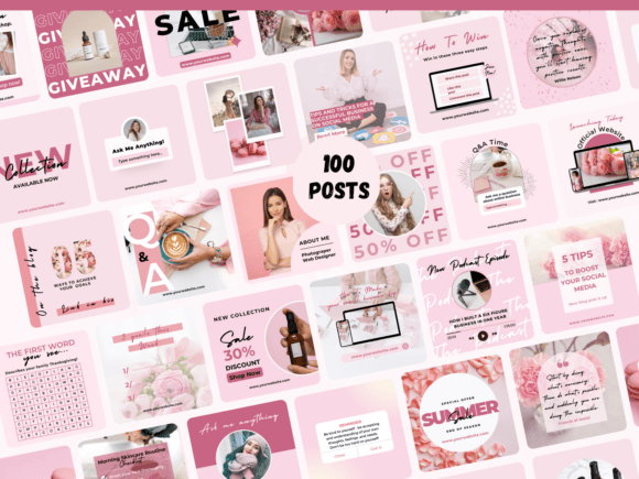 100 Pink Instagram Post Templates - Image 3