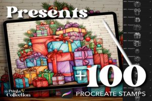 100+ Procreate Christmas Presents Stamps