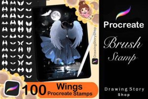100 Procreate Wings Stamp Brushes