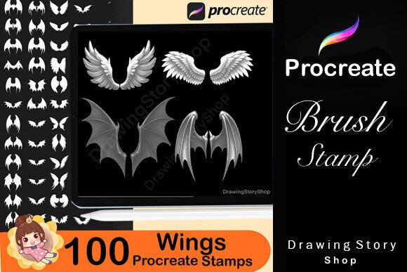 100 Procreate Wings Stamp Brushes - Image 5