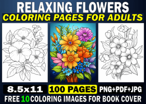 100 Relaxing Flower Adult Coloring Pages