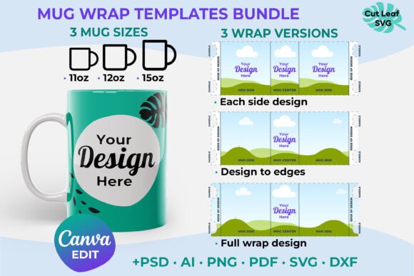 11oz 12oz 15oz Mug Wrap Canva Template