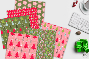 Alternative view of 12 Pink Christmas Digital Paper Bundle