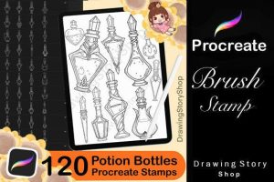 120 Potion Bottles Procreate Brushes