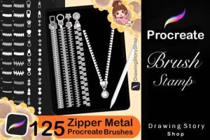 125 Procreate Zipper Metal Brushes