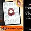 140 Procreate Hair Stamp Brushes