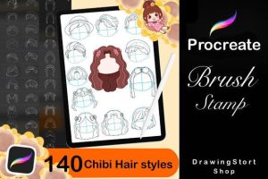140 Procreate Hair Stamp Brushes