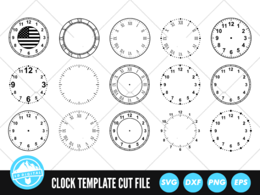 15 Clock Face Bundle SVG Files