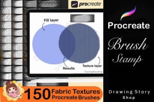 Alternative view of 150 Procreate Fabric Texture Brushes