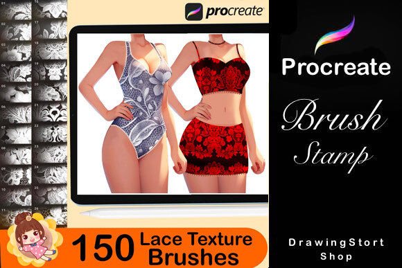 150 Procreate Lace Texture Brushes - Image 2