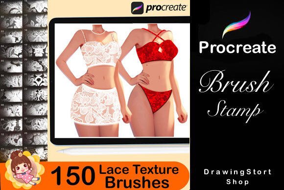 150 Procreate Lace Texture Brushes - Image 3