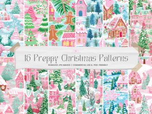 16 Preppy Christmas Seamless Patterns