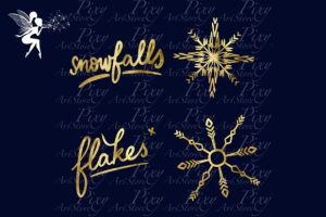 Alternative view of 17 PNG Gold Snowflakes and Snow, Clipart