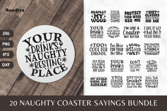 20 Alcohol Coaster Quotes SVG Bundle