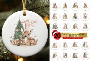 20 Baby's First Christmas Ornament PNGs