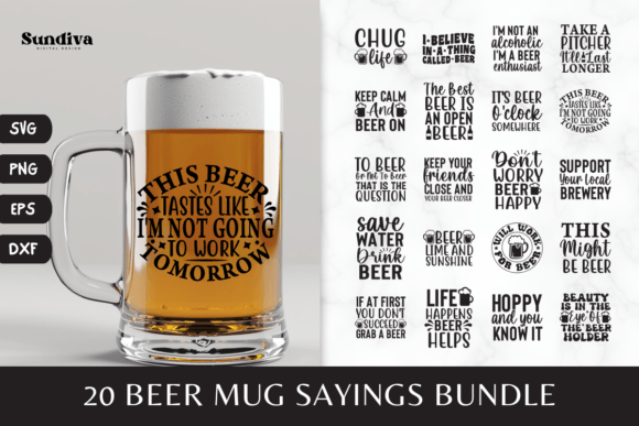 20 Beer Mug Quotes SVG Bundle