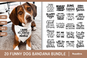20 Funny Dog Bandana Quotes SVG Bundle