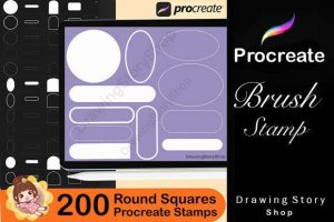 Alternative view of 200 Procreate Round Shape Stamps
