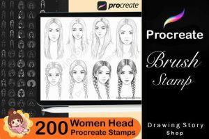 Alternative view of 200 Procreate Woman Head Stamps