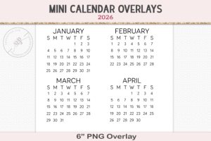 2026 Calendar PNG Overlay