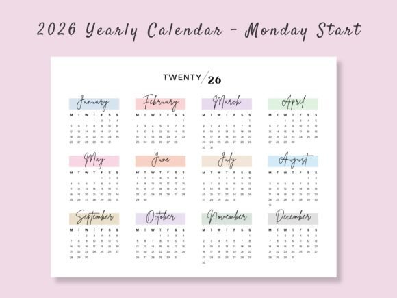 2026 Landscape Yearly Calendar Template - Image 2