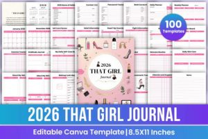 2026 That Girl Journal Bundle Canva Kdp