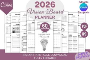 2026 Vision Board Planner Canva Template