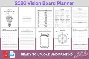 Alternative view of 2026 Vision Board Planner Canva Template