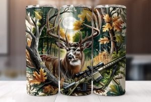 20oz Buck Hunting Tumbler Wrap Design