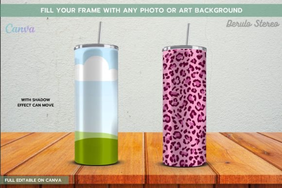 20oz Tumbler Template Mockup Canva Frame