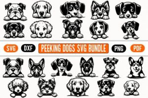 21 PEEKING DOG SVG Silhouette PNG Files