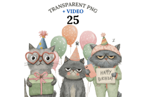 25 Birthday Cat Clipart