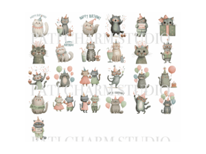 Alternative view of 25 Birthday Cat Clipart