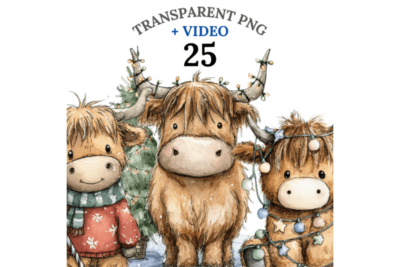 25 Christmas Highland Cow