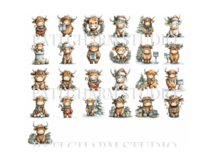 Alternative view of 25 Christmas Highland Cow