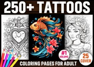 250+ Tattoos Coloring Pages for Adults