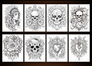 Alternative view of 250+ Tattoos Coloring Pages for Adults