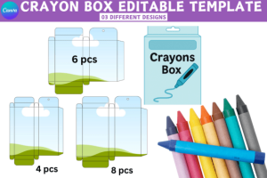 3 Sizes Wax Color Pen Gift Box Template