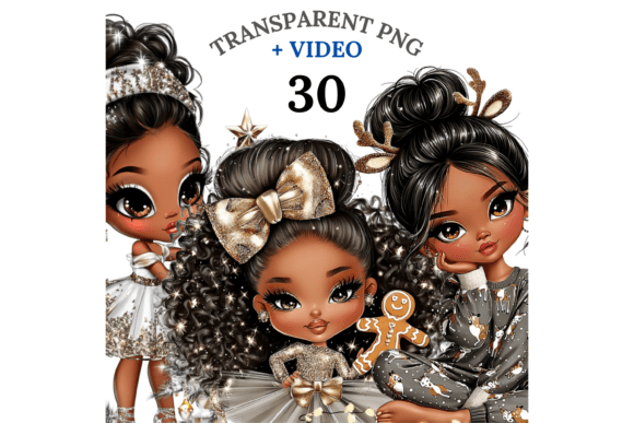 30 Black Girl Christmas Clipart
