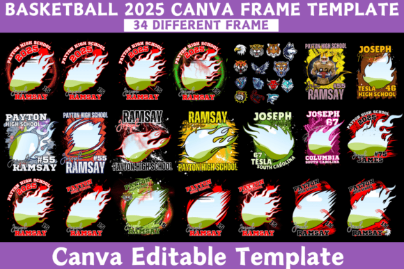 Alternative view of 34 Basketball 2025 Canva Frame Template [Canva Pro Access Required]